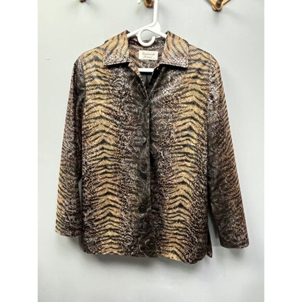 Giancarlo Ferrari Jacket Womens large‎ Blazer Animal/Snakeskin Textured Button